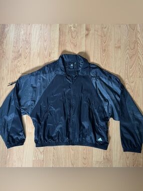 adidas black cropped windbreaker